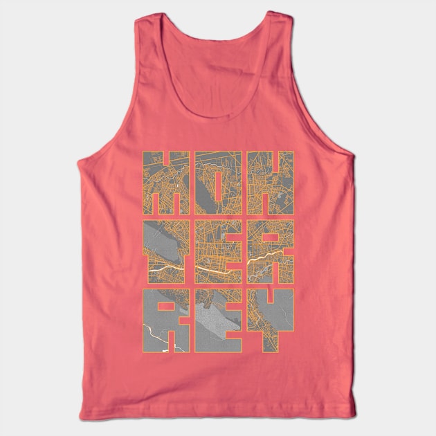 Monterrey, Nuevo Leon, Mexico City Map Typography - Bauhaus Tank Top by deMAP Studio